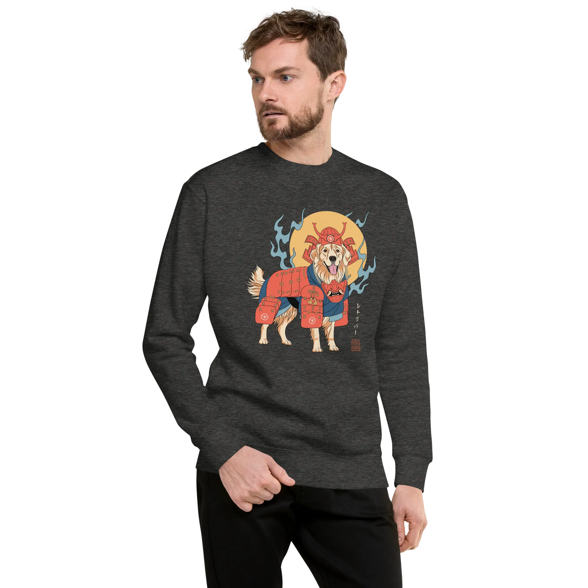 Golden Retriever Japanese Ukiyo-e Unisex Premium Sweatshirt -