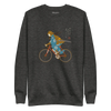 Onna Musha Riding Bicycle Japanese Ukiyo-e Unisex Premium Sweatshirt - Samurai Original