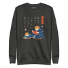 Cat Reading Books Japanese Ukiyo-e Unisex Premium Sweatshirt 2 - Charcoal Heather / S