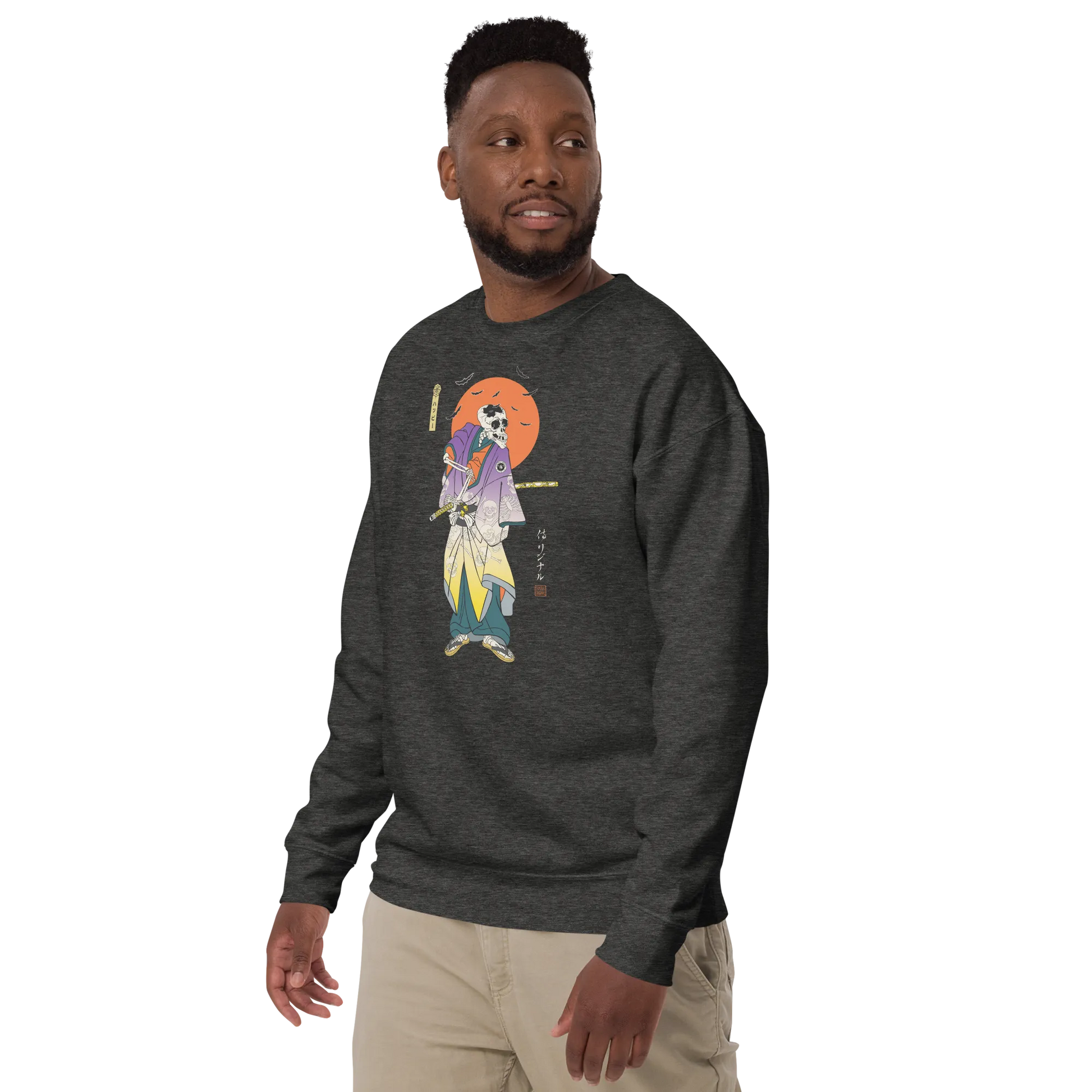 Halloween Samurai Skeleton Japanese Ukiyo-e Unisex Premium Sweatshirt -