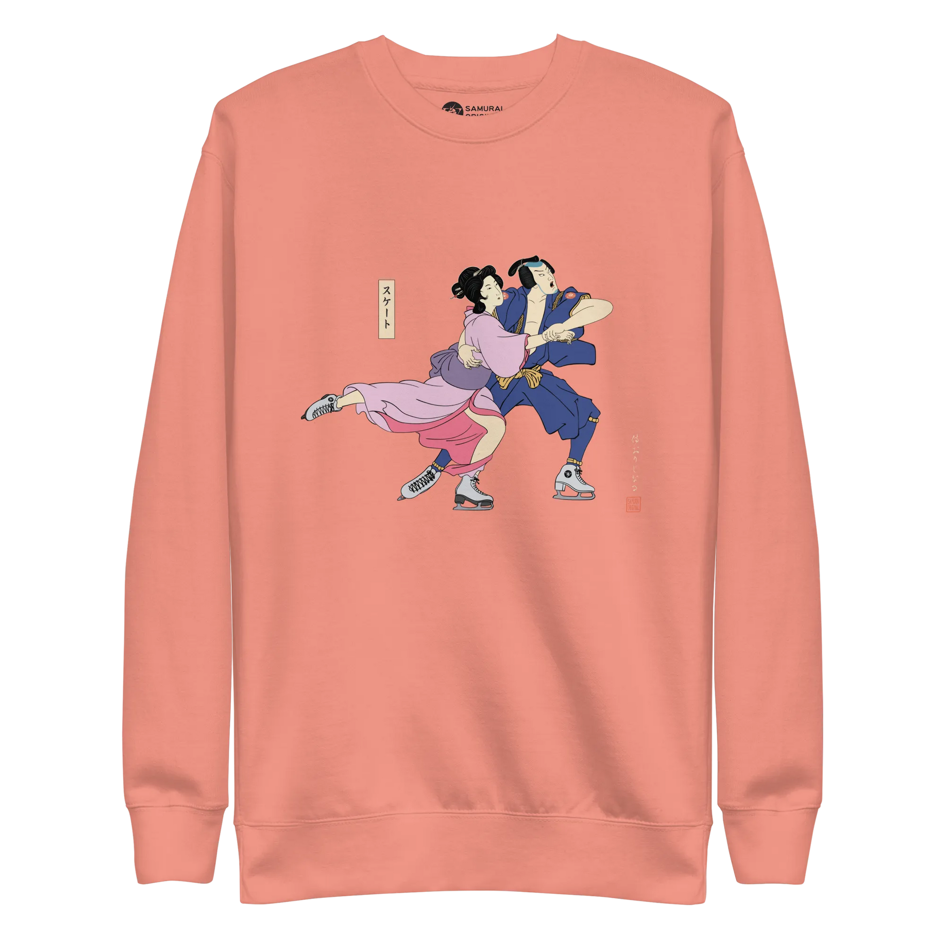 Samurai & Geisha Figure Skating Japanese Ukiyo-e Unisex Premium Sweatshirt - Samurai Original