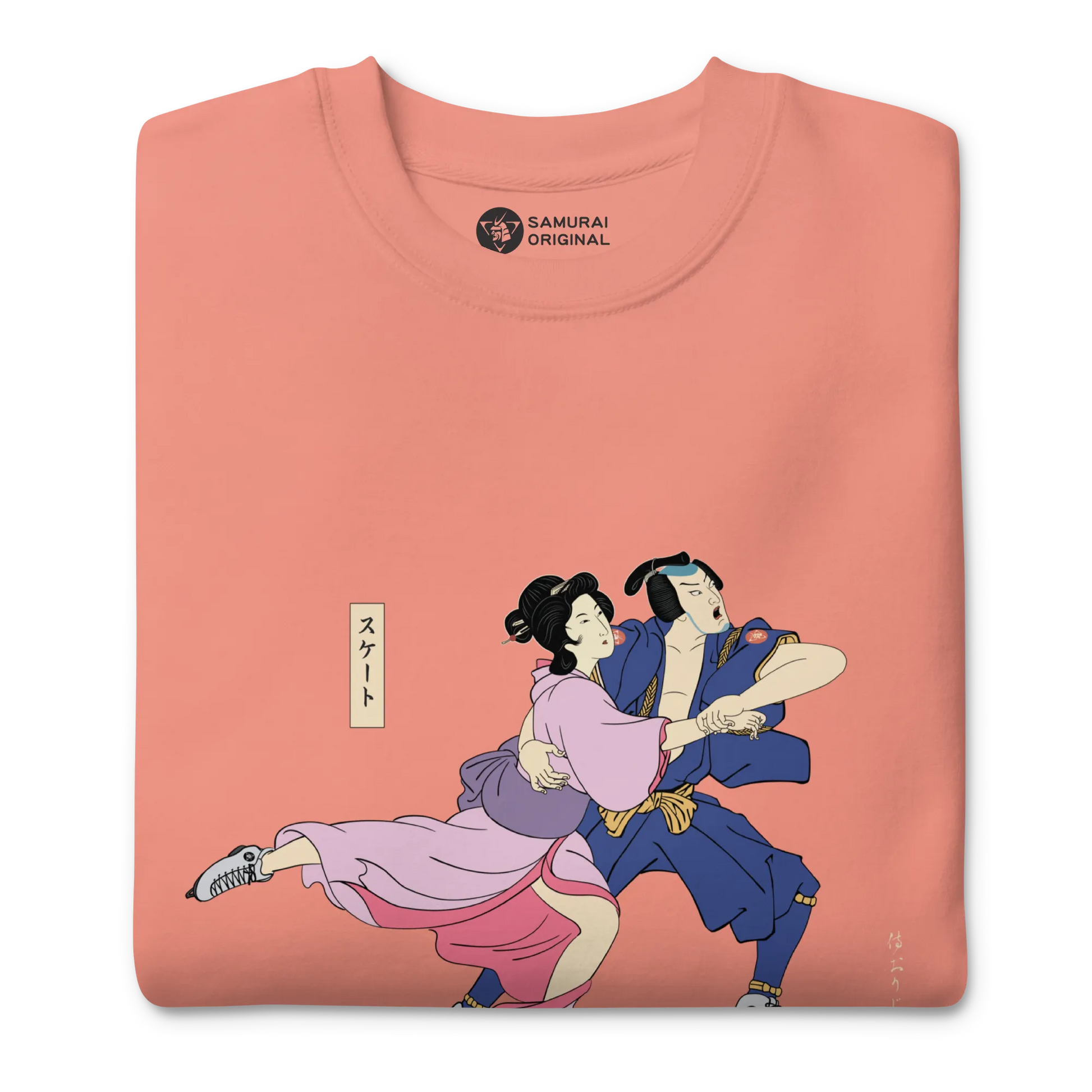 Samurai & Geisha Figure Skating Japanese Ukiyo-e Unisex Premium Sweatshirt - Samurai Original