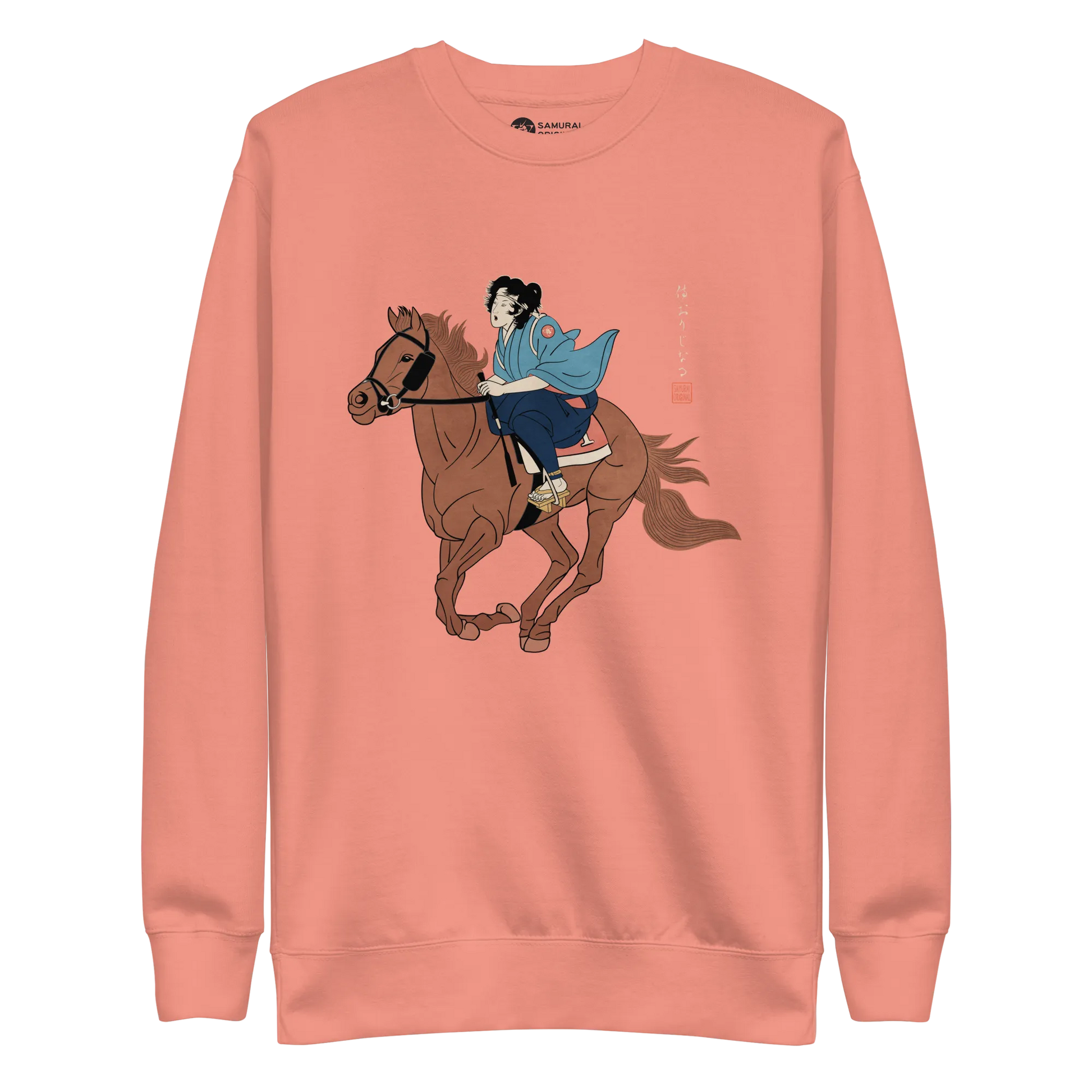 Onna Bugeisha Riding Horse Japanese Ukiyo-e Unisex Premium Sweatshirt - Samurai Original