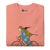 Onna Musha Riding Bicycle Japanese Ukiyo-e Unisex Premium Sweatshirt - Samurai Original