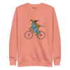 Onna Musha Riding Bicycle Japanese Ukiyo-e Unisex Premium Sweatshirt - Samurai Original