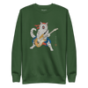 Cat Playing Guitar Japanese Ukiyo-e Unisex Premium Sweatshirt - Forest Green / S