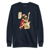 Dachshund Play Guitar Christmas Japanese Ukiyo-e Unisex Premium Sweatshirt - Navy Blazer / S