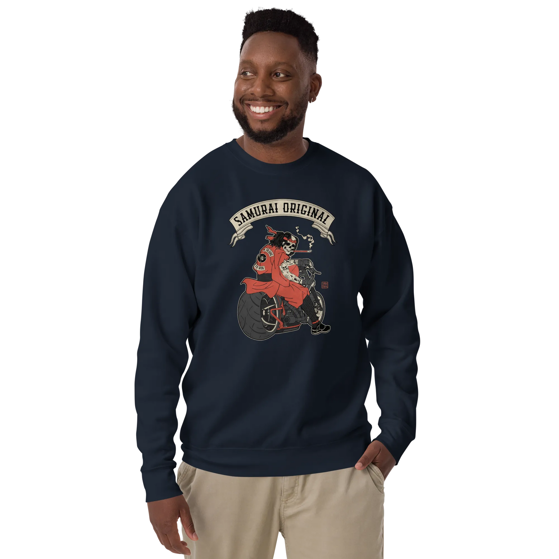 Samurai Choppers Biker Japanese Ukiyo-e Unisex Premium Sweatshirt - Samurai Original