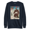 Samurai Hunts Sasquatch Japanese Ukiyo-e Unisex Premium Sweatshirt - Navy Blazer / S