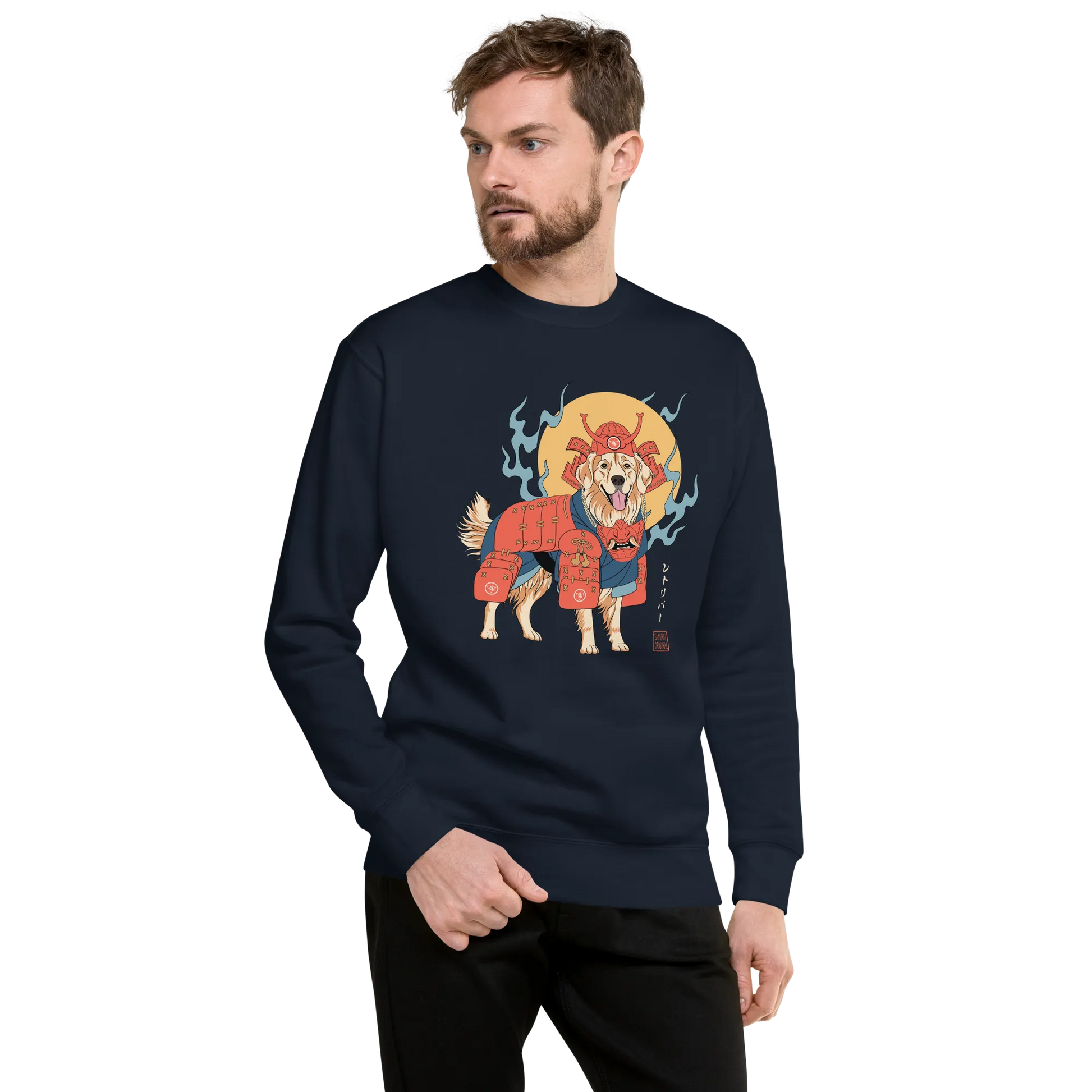 Golden Retriever Japanese Ukiyo-e Unisex Premium Sweatshirt -