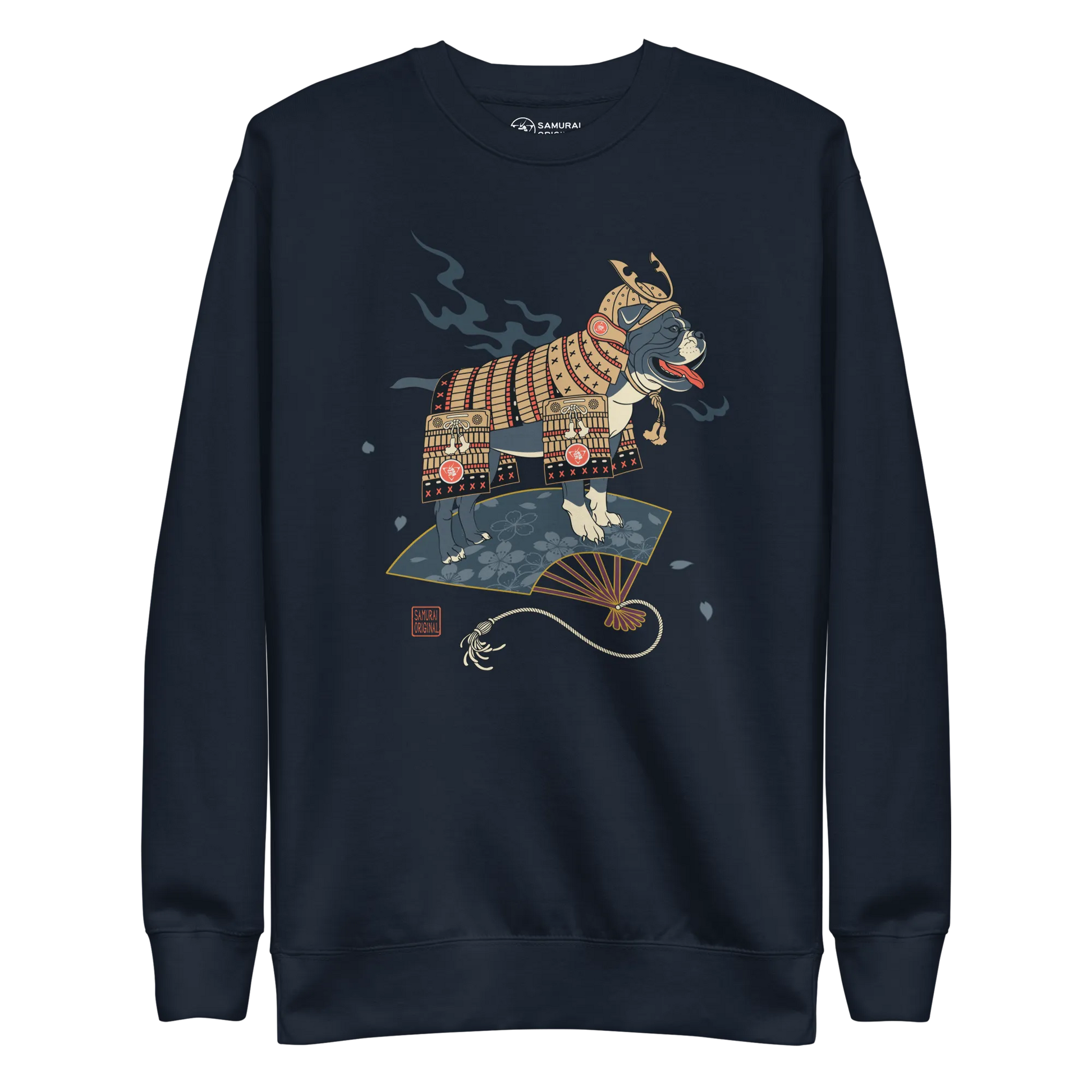 Samurai Bulldog Japanese Ukiyo-e Unisex Premium Sweatshirt - Samurai Original