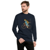 Onna Musha Riding Bicycle Japanese Ukiyo-e Unisex Premium Sweatshirt - Samurai Original