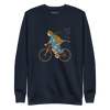 Onna Musha Riding Bicycle Japanese Ukiyo-e Unisex Premium Sweatshirt - Samurai Original