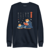 Cat Reading Books Japanese Ukiyo-e Unisex Premium Sweatshirt 2 - Navy Blazer / S