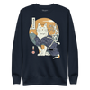 Cat Samurai Ukiyo-e Funny Unisex Premium Sweatshirt