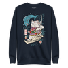 Samurai Cat Love Fish 2 Ukiyo-e Funny Unisex Premium Sweatshirt