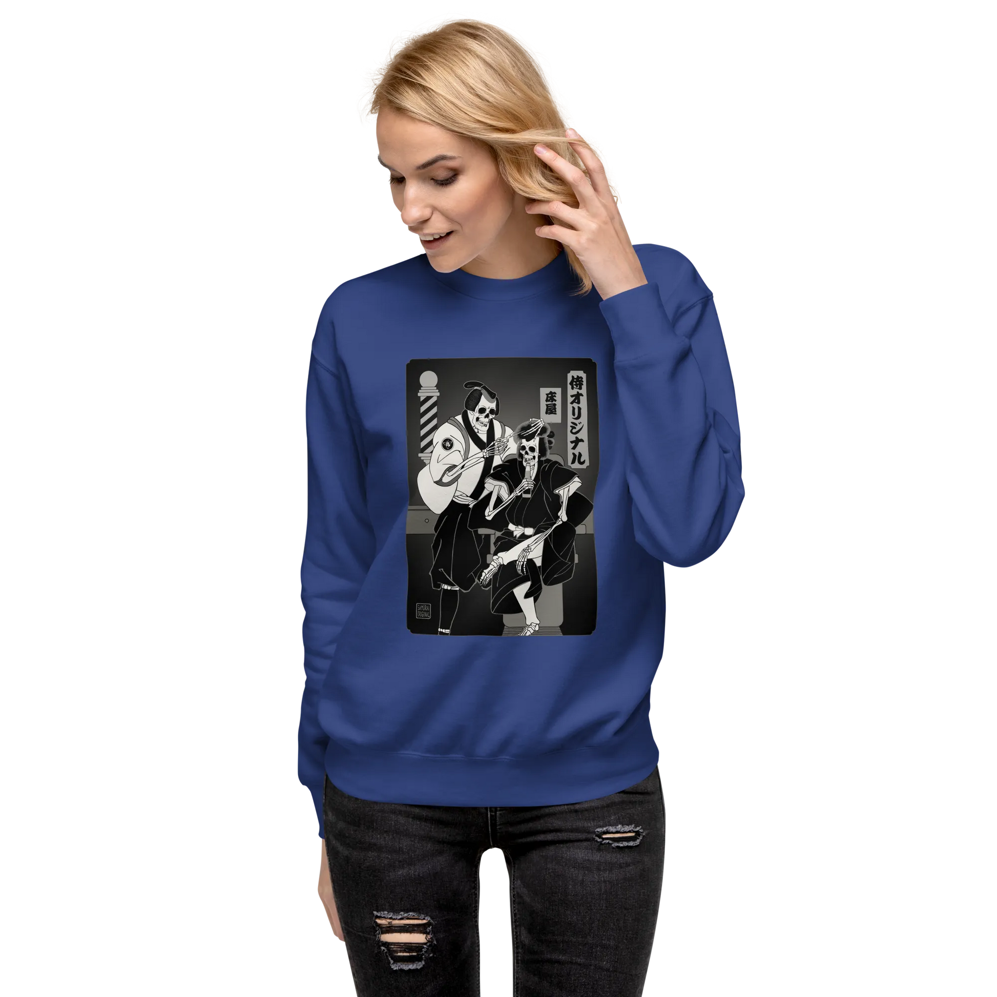 Samurai Barber Japanese Ukiyo-e Unisex Premium Sweatshirt - Samurai Original