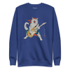 Cat Playing Guitar Japanese Ukiyo-e Unisex Premium Sweatshirt - Team Royal / S