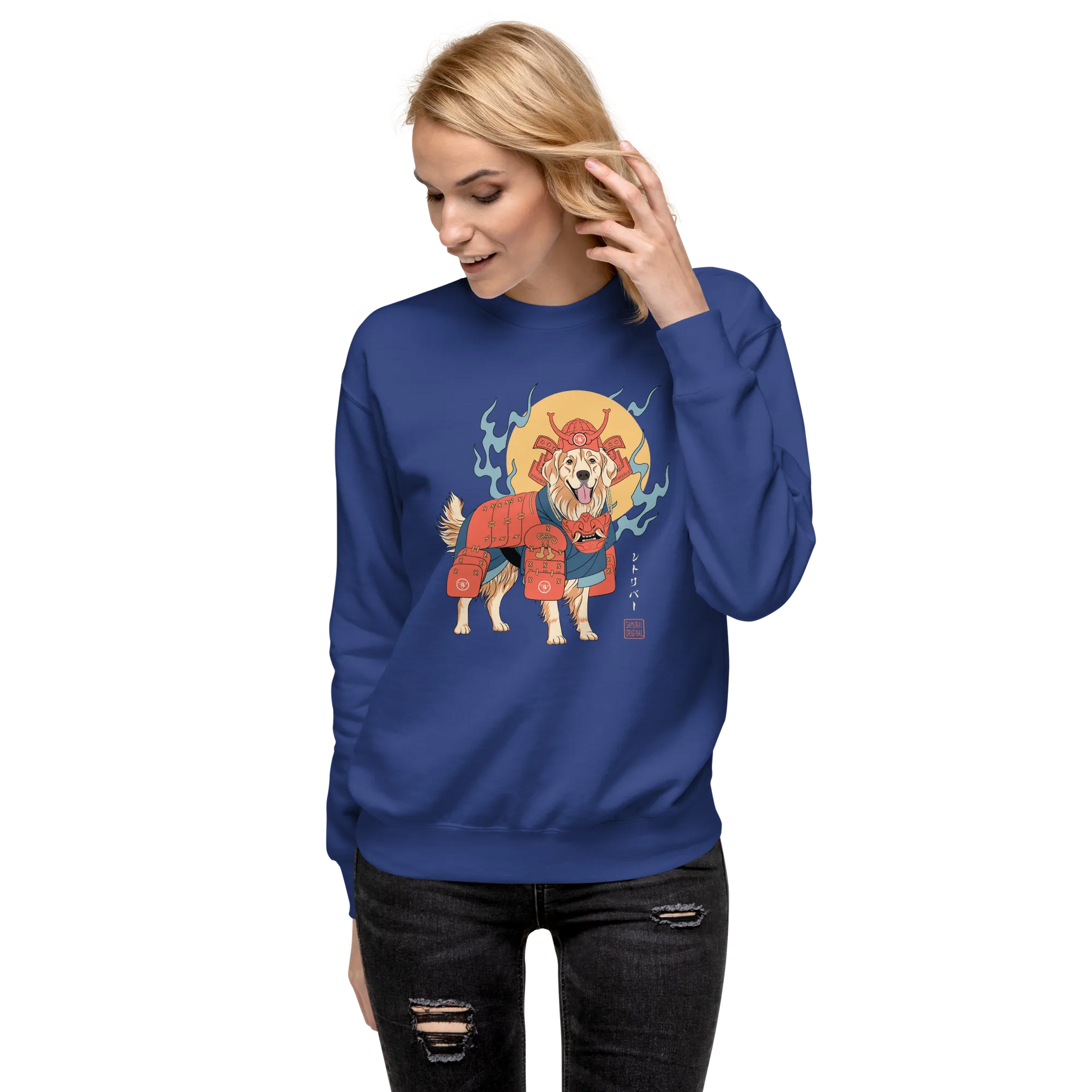 Golden Retriever Japanese Ukiyo-e Unisex Premium Sweatshirt -