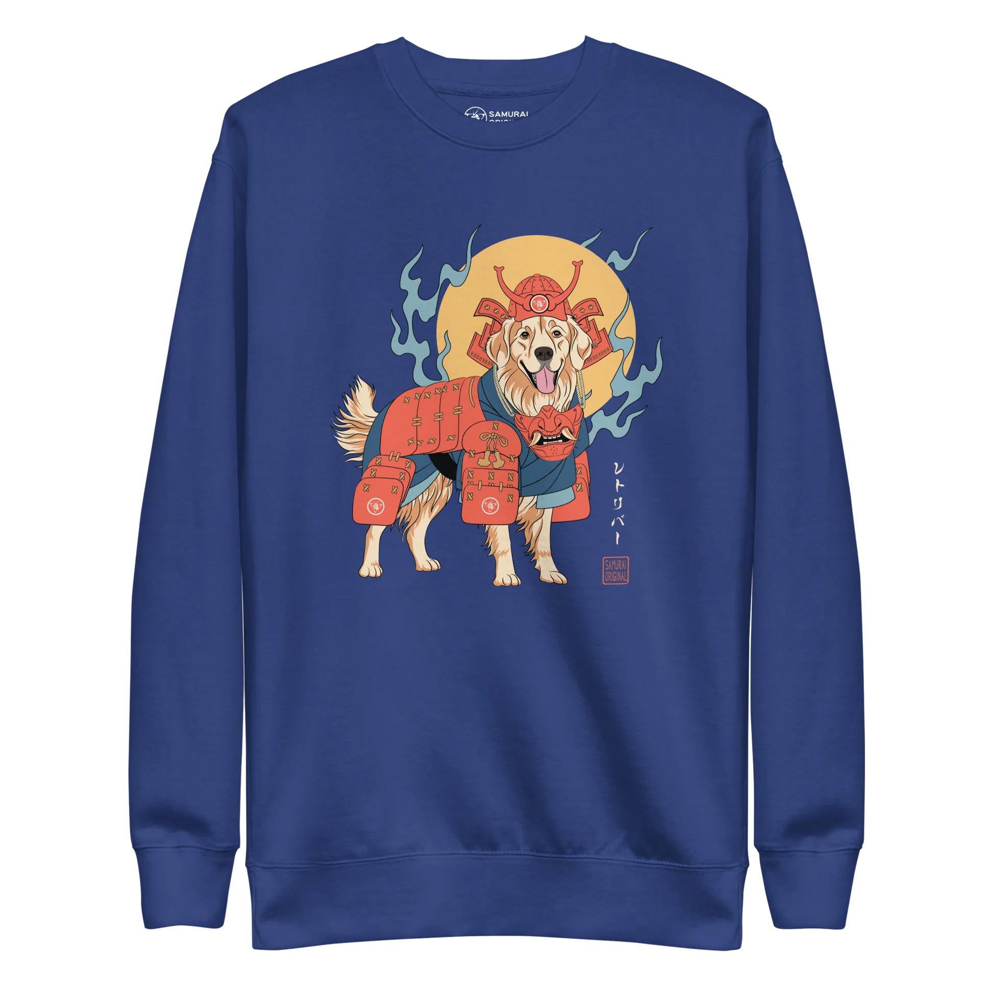 Golden Retriever Japanese Ukiyo-e Unisex Premium Sweatshirt - Team Royal / S