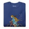 Onna Musha Riding Bicycle Japanese Ukiyo-e Unisex Premium Sweatshirt - Samurai Original