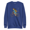 Onna Musha Riding Bicycle Japanese Ukiyo-e Unisex Premium Sweatshirt - Samurai Original