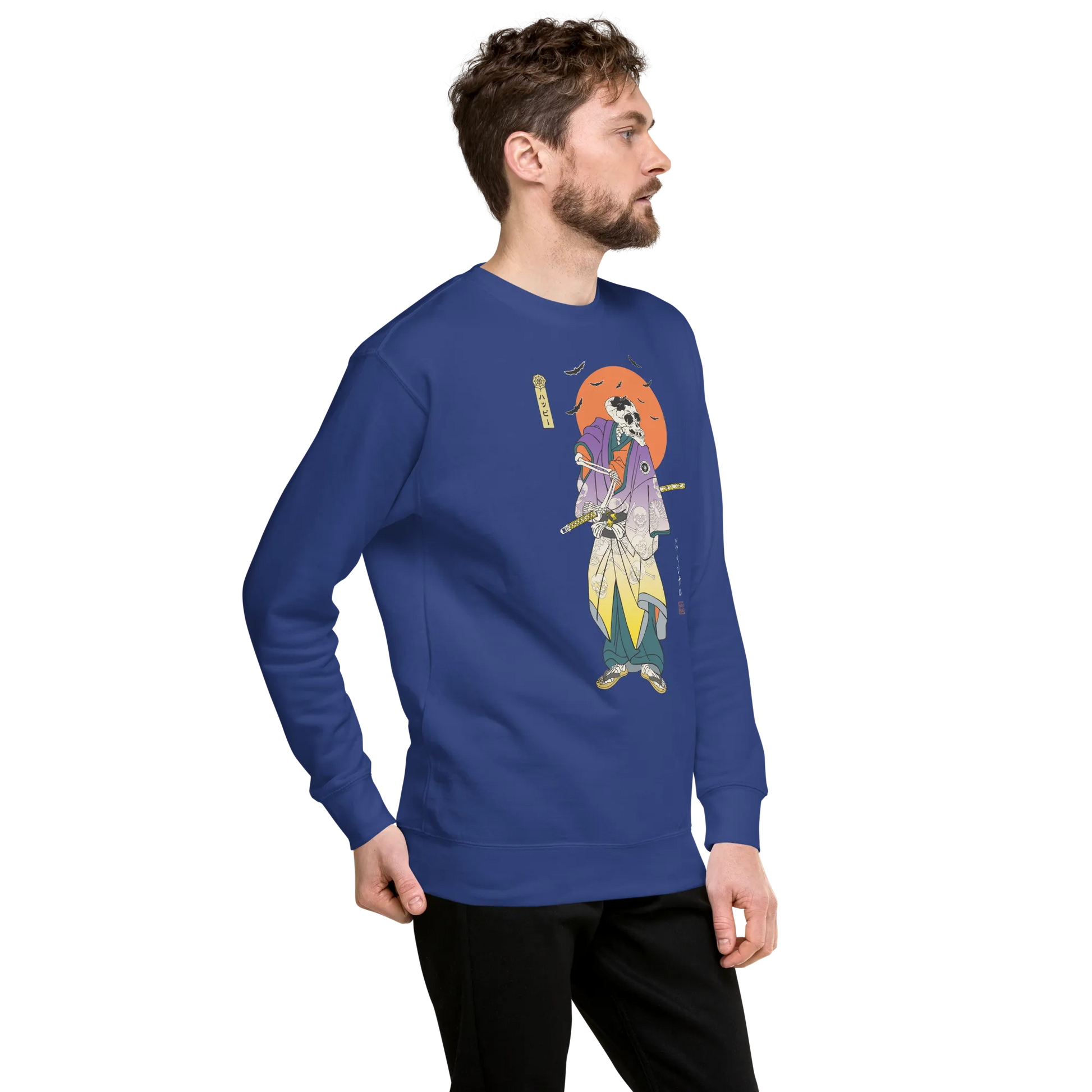 Halloween Samurai Skeleton Japanese Ukiyo-e Unisex Premium Sweatshirt -