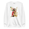 Dachshund Play Guitar Christmas Japanese Ukiyo-e Unisex Premium Sweatshirt - White / S