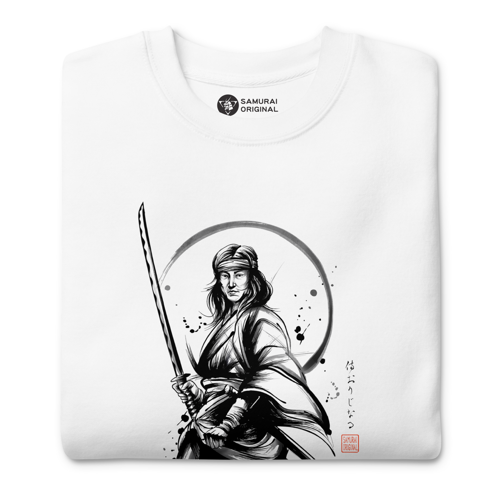 Female Samurai Sumi-e Japanese Ink Unisex Premium Sweatshirt -