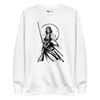 Female Samurai Sumi-e Japanese Ink Unisex Premium Sweatshirt - White / S