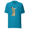 Geisha Golf Player Japanese Ukiyo-e Unisex T-shirt - Aqua / S