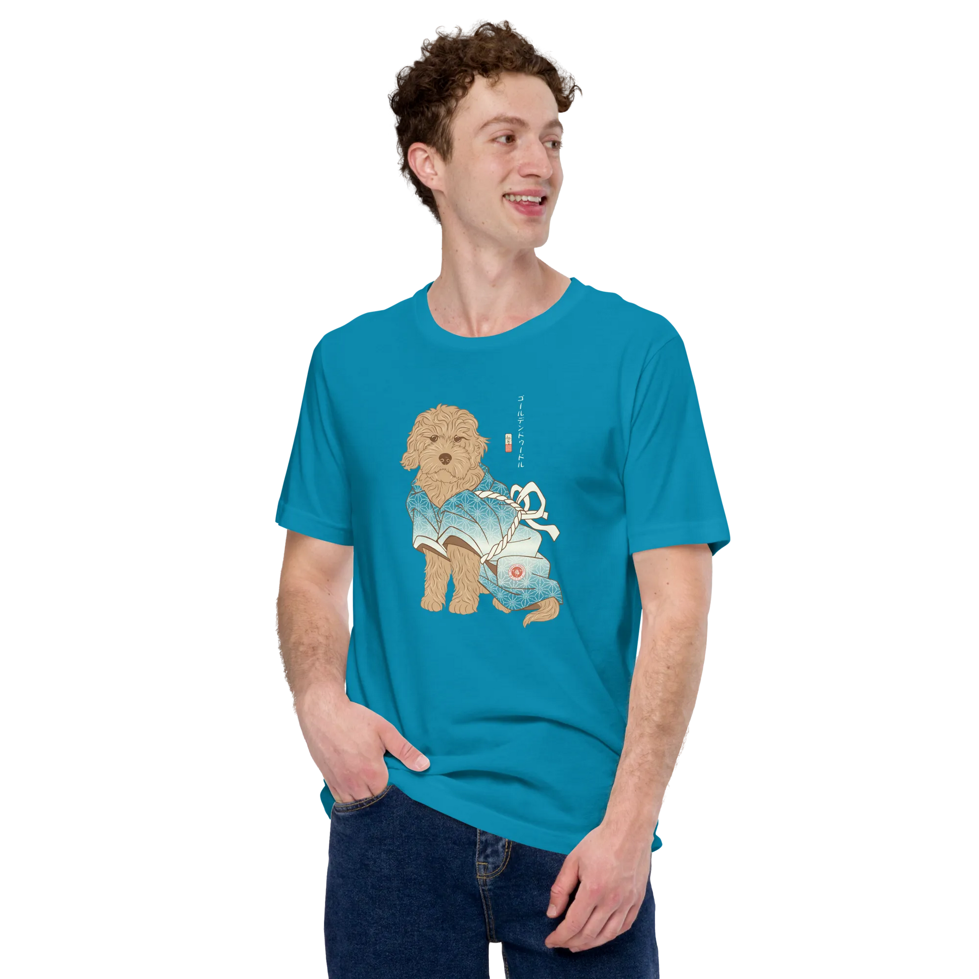 Golden Doodle Dog Funny Japanese Ukiyo-e Unisex T-shirt -