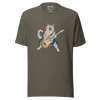 Cat Playing Guitar Japanese Ukiyo-e Unisex t-shirt - Army / S