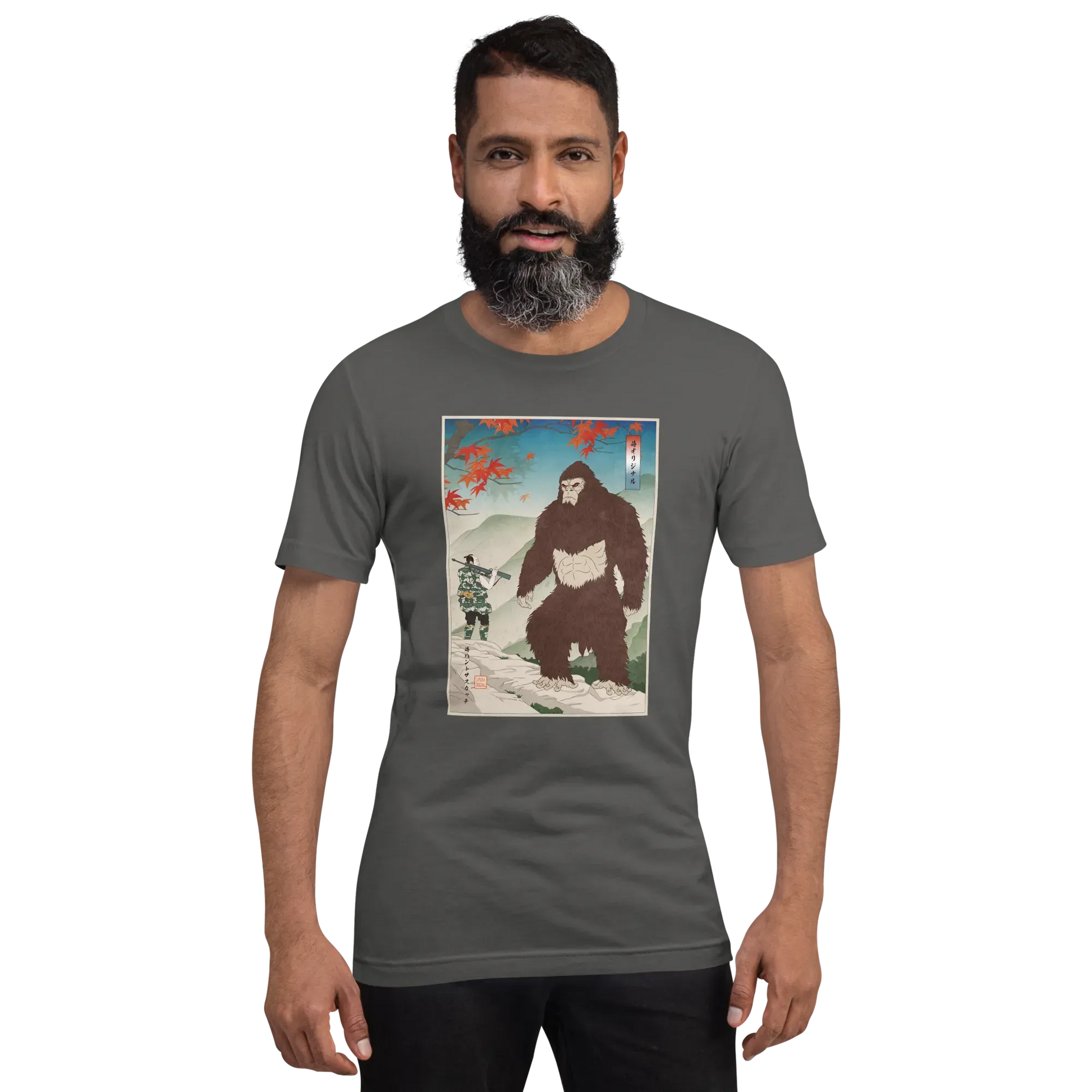 Samurai Hunts Sasquatch Japanese Ukiyo-e Unisex t-shirt -