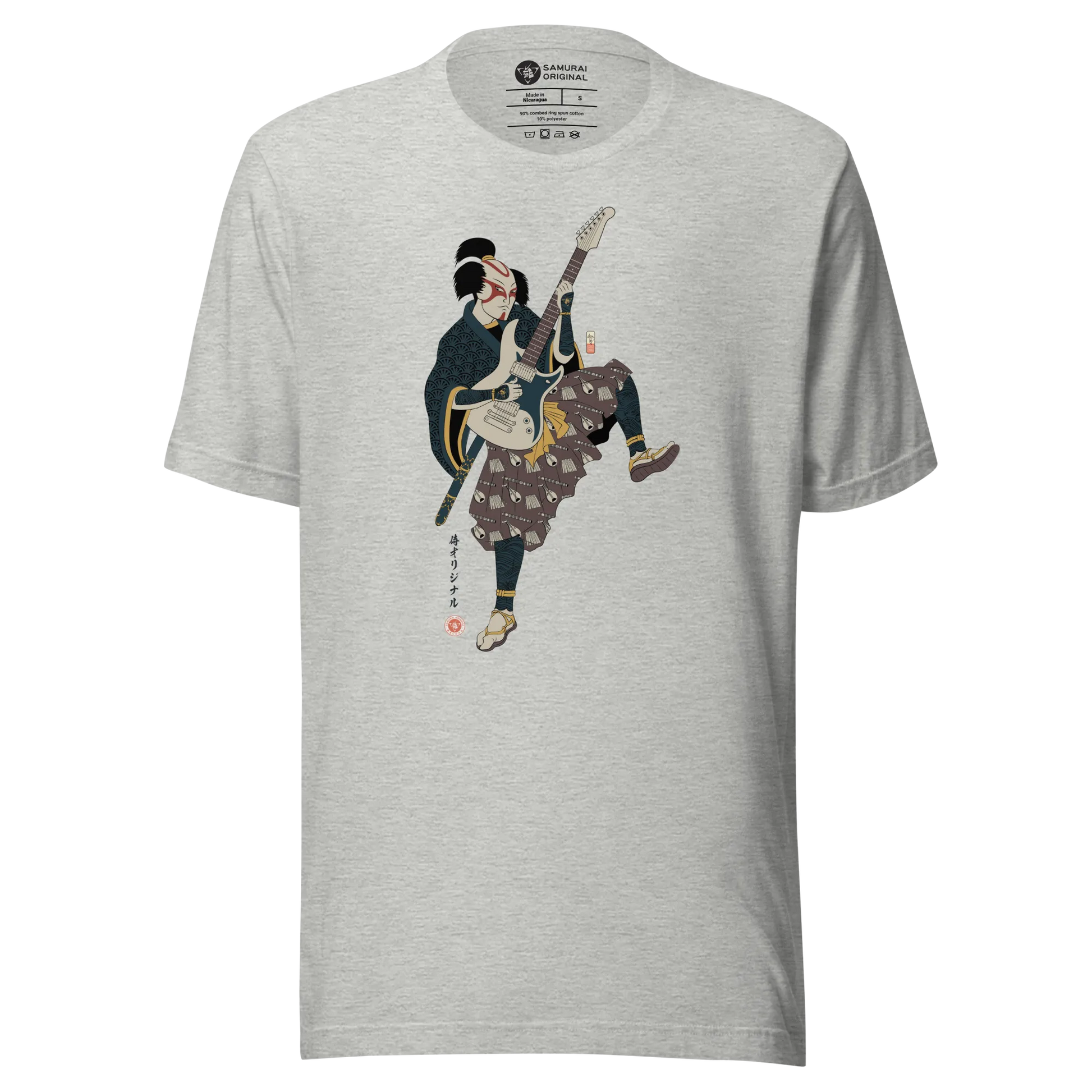 Samurai Guitar Player Music Ukiyo-e Unisex T-Shirt - Athletic Heather / S