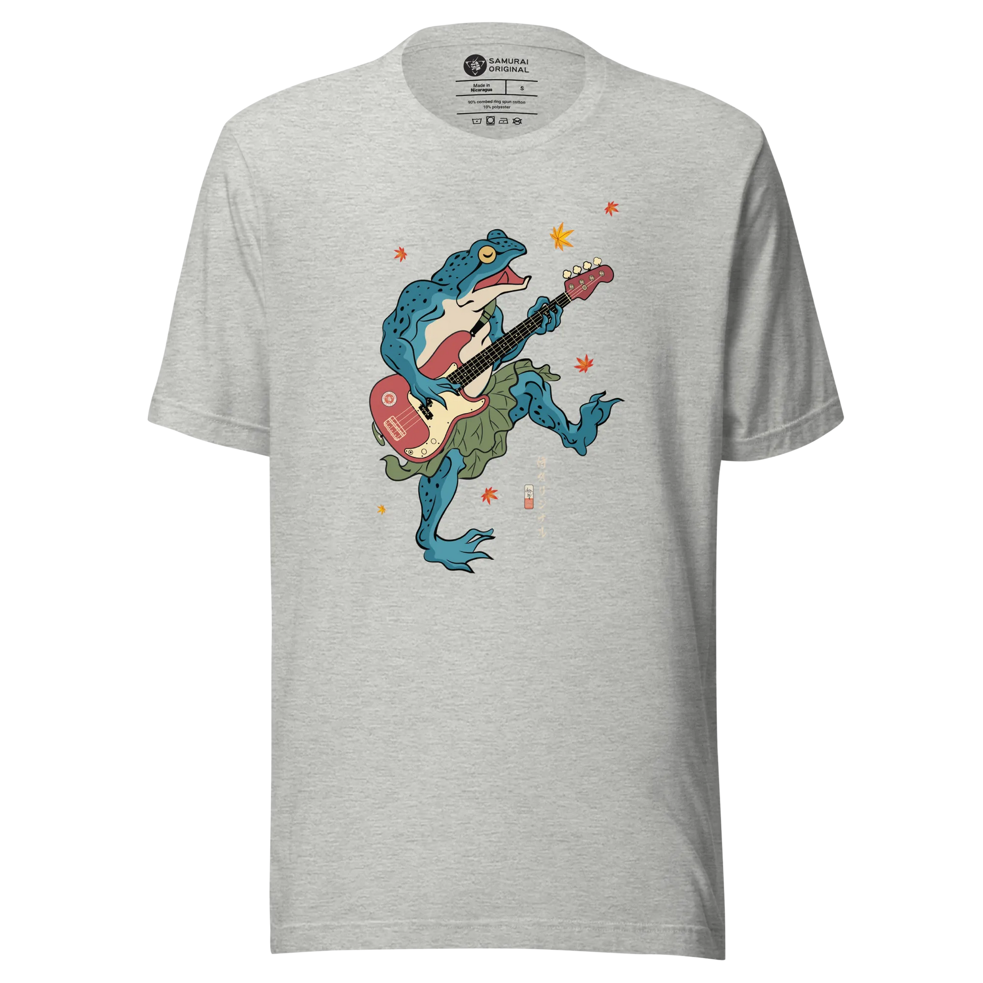 Frog Guitar Bass Funny Japanese Ukiyo-e Unisex T-shirt - Athletic Heather / S