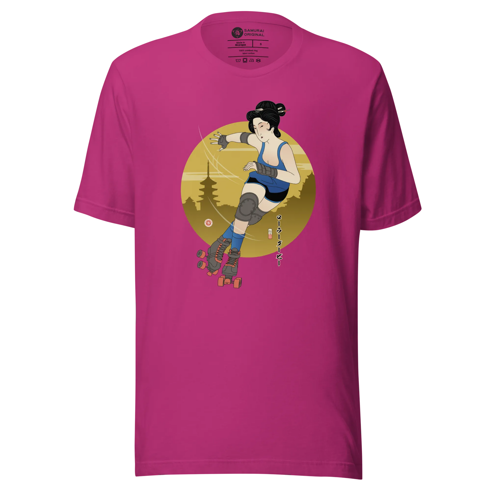 Geisha Roller Derby Japanese Ukiyo-e Unisex T-shirt - Berry / S