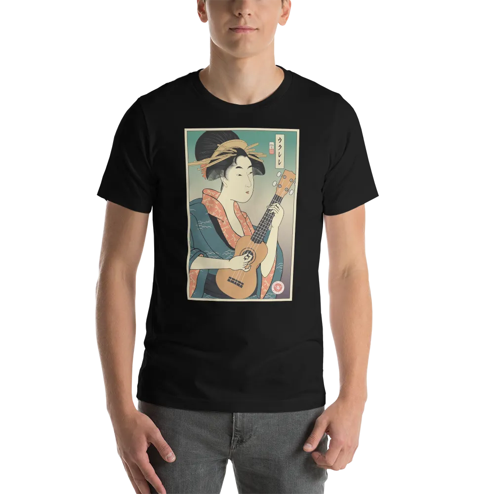 Geisha Ukulele Player String Instrument Japanese Ukiyo-e Unisex T-Shirt -