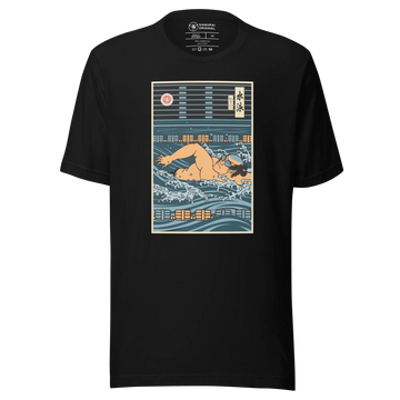 Samurai Swim Water Sport Ukiyo-e Unisex T-Shirt - Black / S