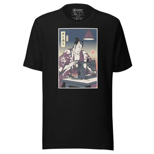 Samurai Tailor Sewing Machine Ukiyo-e Unisex T-Shirt - Samurai Original