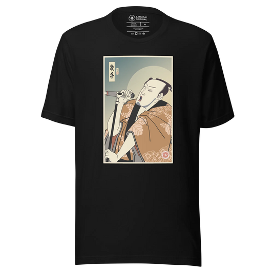 Samurai Singer Artist Ukiyo-e Unisex T-Shirt - Black / S