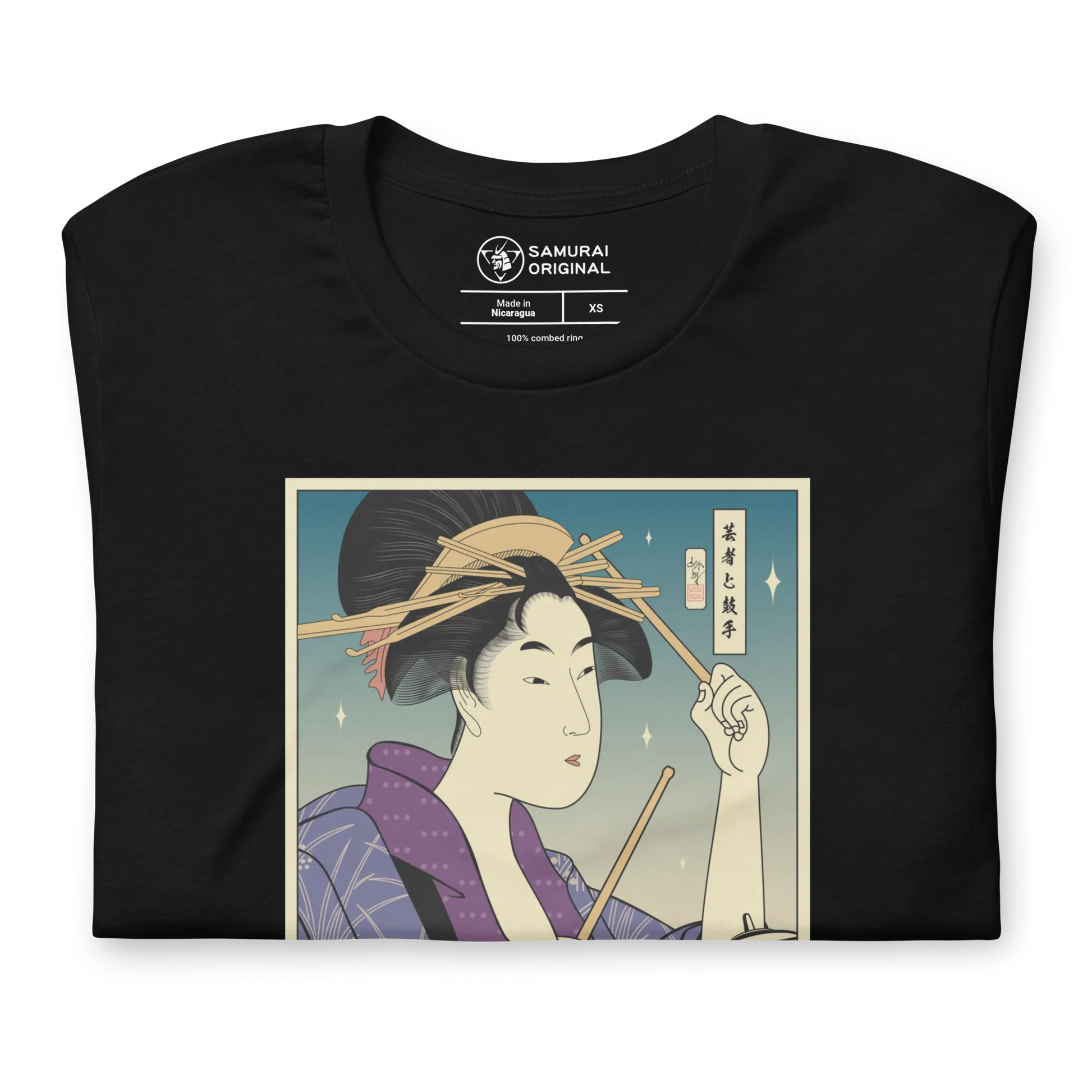 Geisha Drummer Percussion Music Japanese Ukiyo-e Unisex T-Shirt -