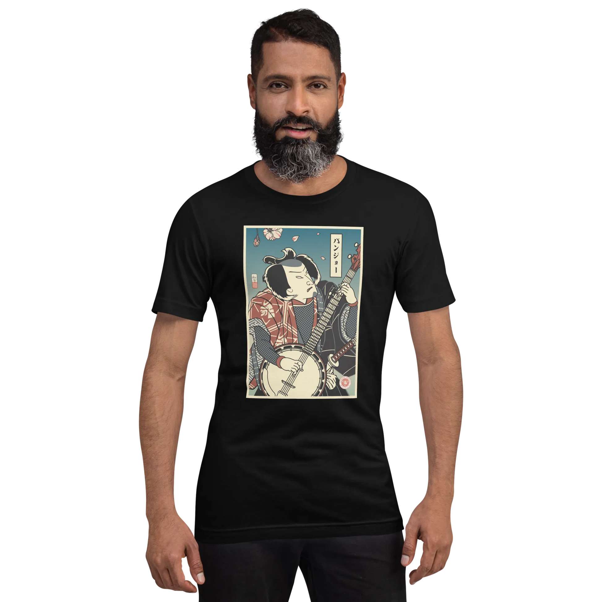 Samurai Banjo Player Music Ukiyo-e Unisex T-Shirt - Samurai Original