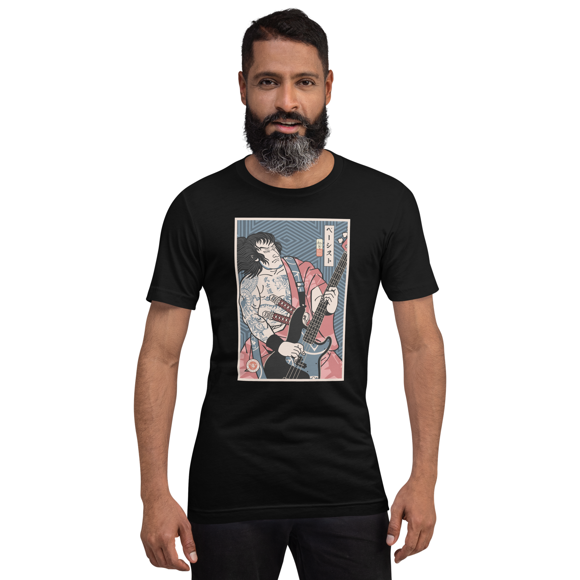 Samurai Bassist Player 5 Music Ukiyo-e Unisex T-Shirt - Samurai Original