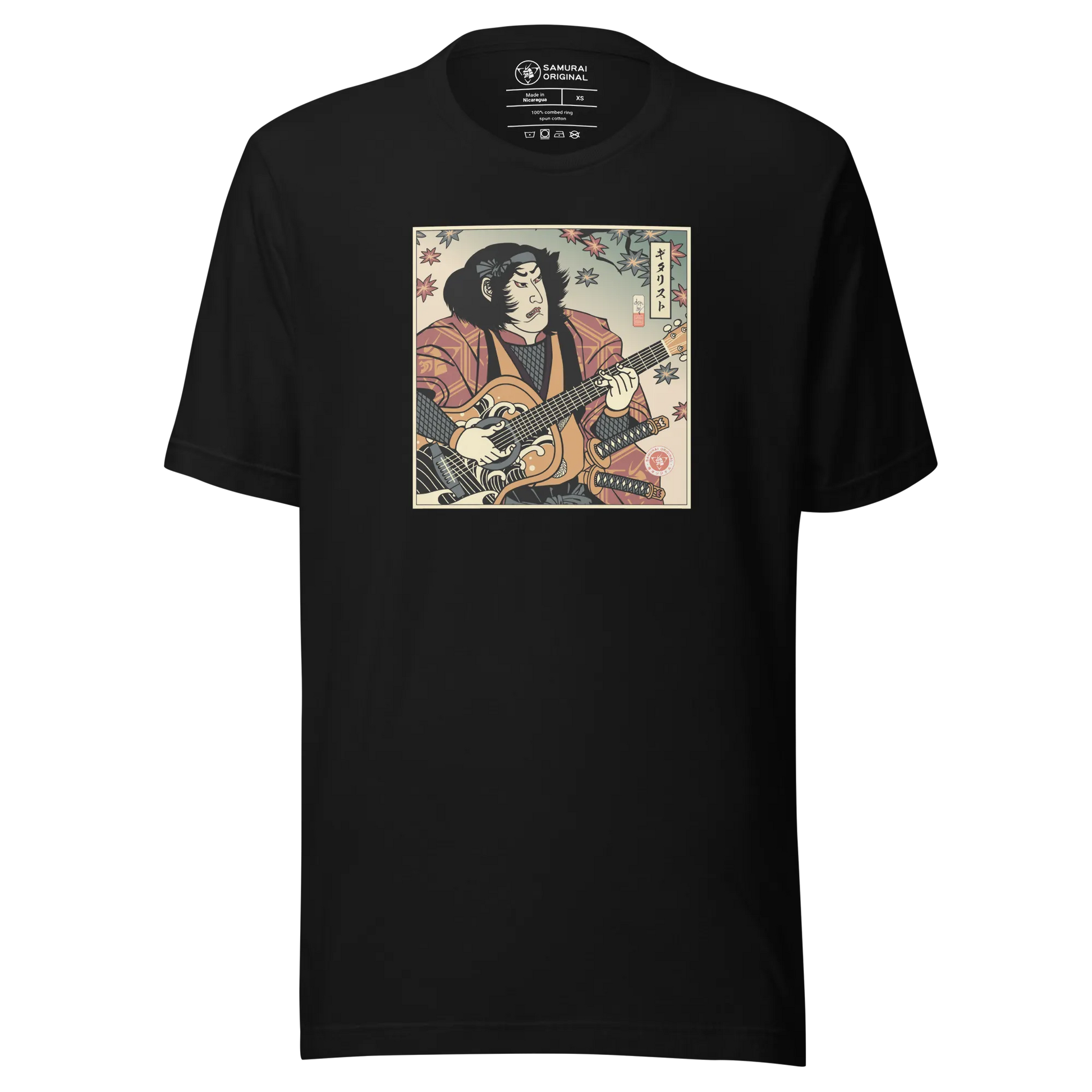 Samurai Guitar Player 3 Music Ukiyo-e Unisex T-Shirt - Black / S