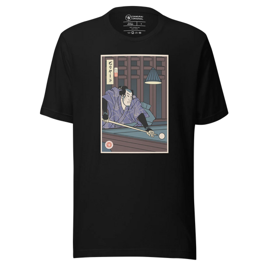 Samurai Billiards Pool Player Ukiyo-e Unisex T-Shirt - Black / S