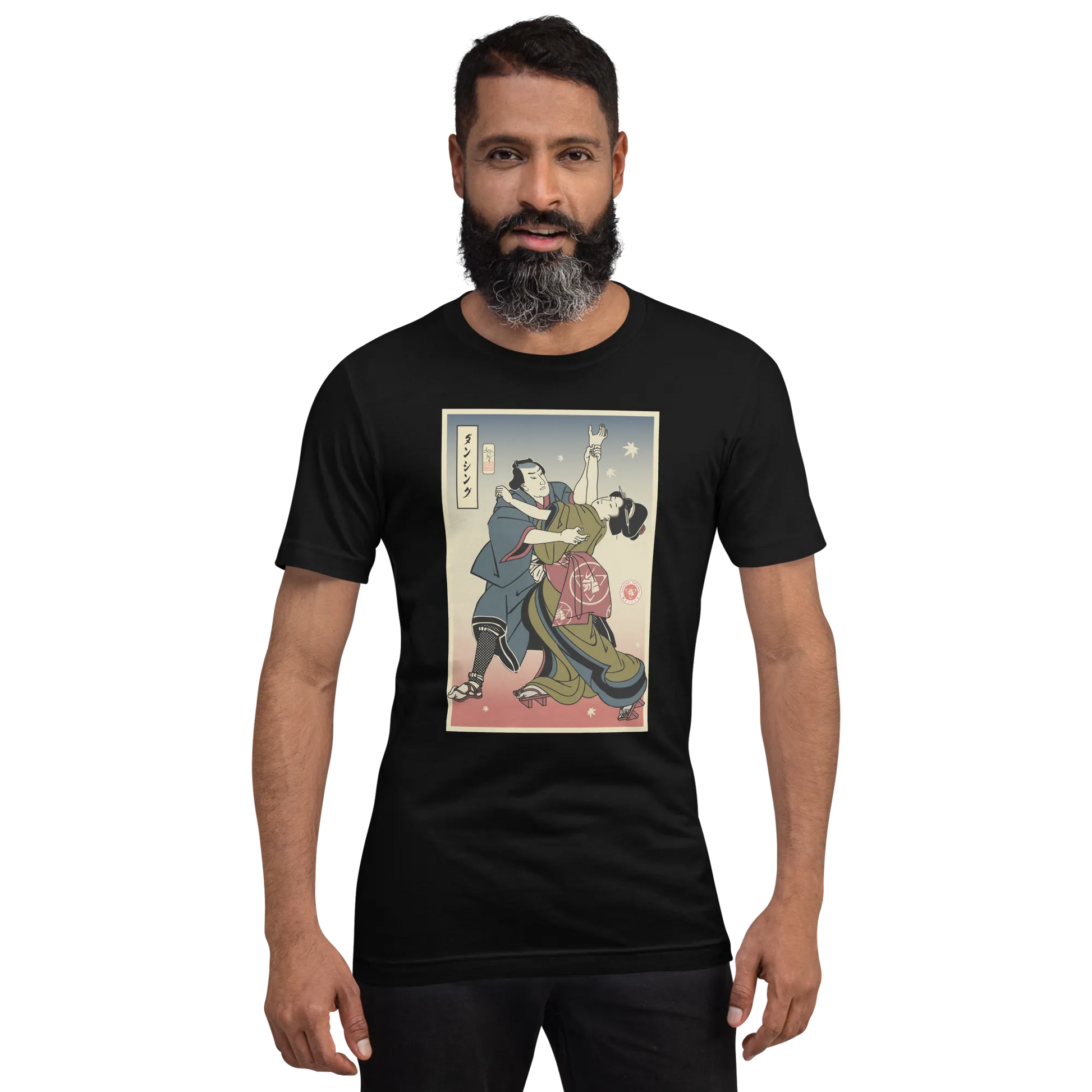 Samurai & Geisha Dancing Japanese Ukiyo-e Unisex T-Shirt - Samurai Original