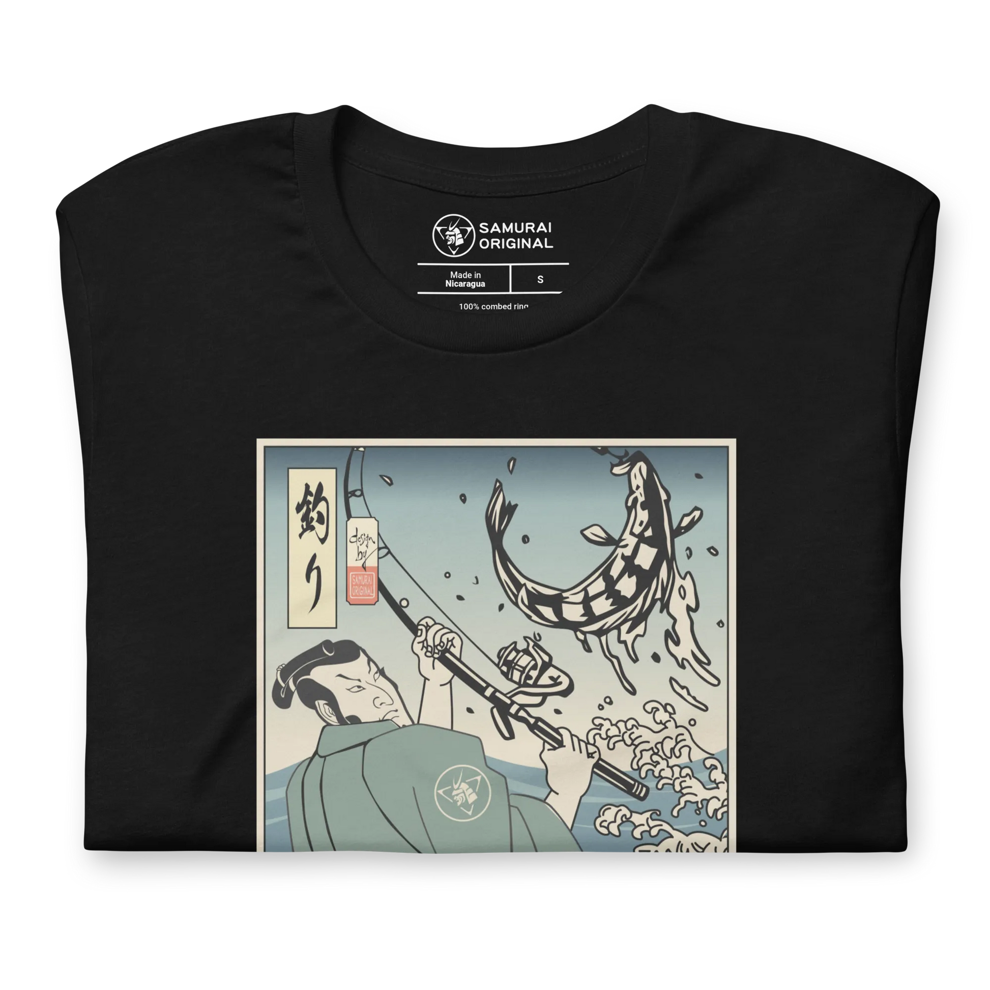 Samurai Fishing 3 Ukiyo-e Unisex T-Shirt - Samurai Original