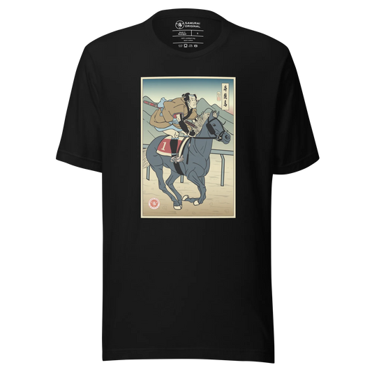 Samurai Horse Racing Ukiyo-e Unisex T-Shirt - Black / S