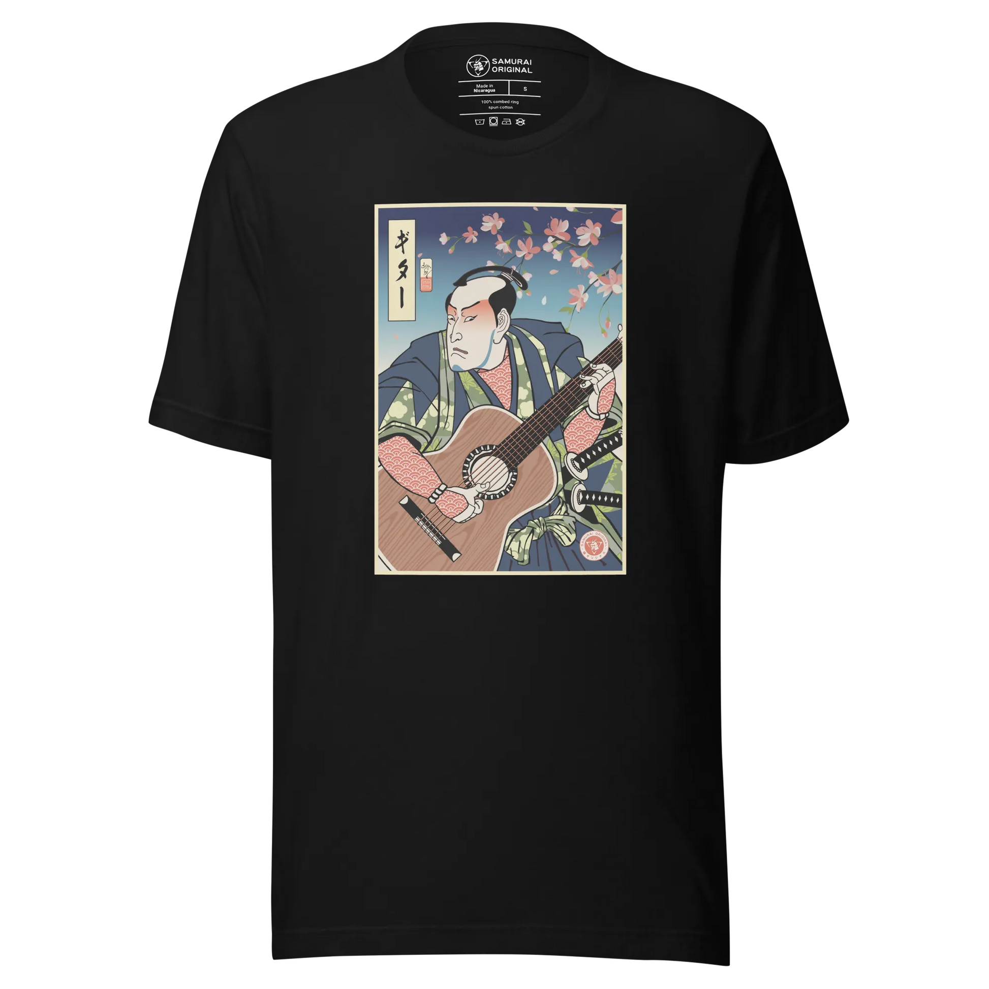 Samurai Guitar Player 2 Music Ukiyo-e Unisex T-Shirt - Black / S